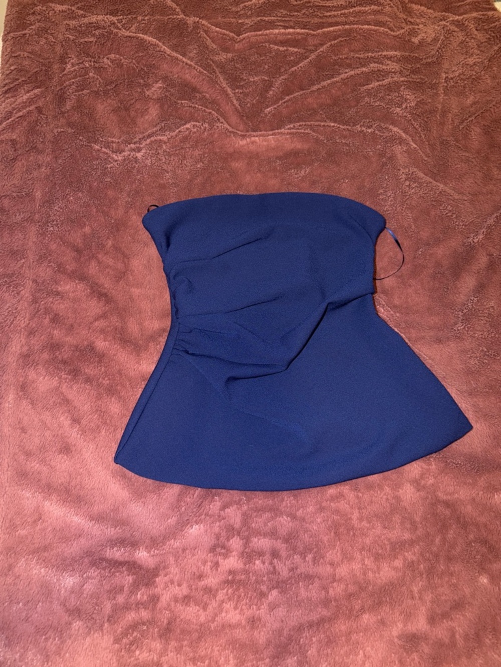 Abercrombie and Fitch Royal Blue Strapless Peplum Top